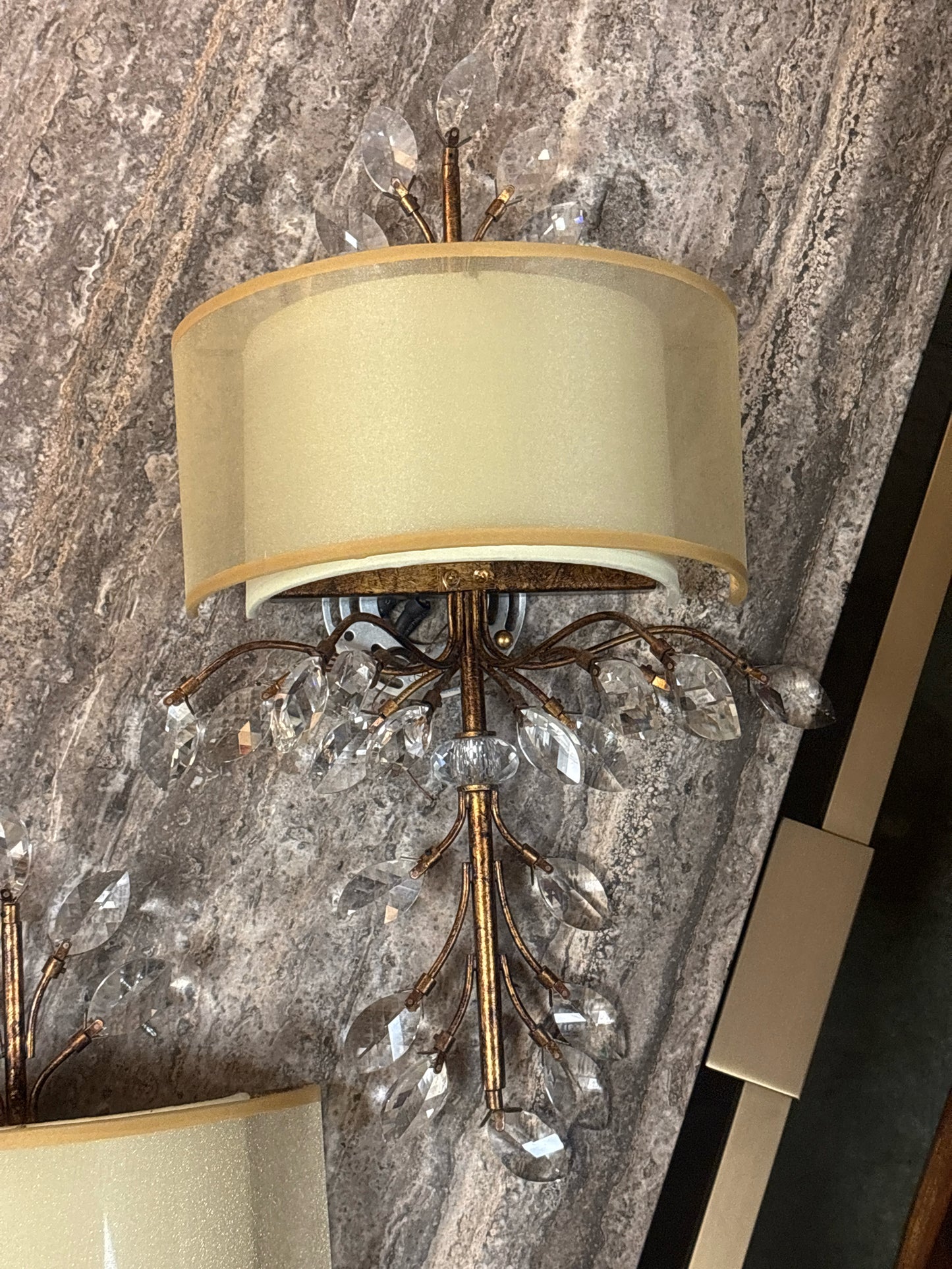 Elk Asbury 2 Lt Wall Sconce in Spanish Bronze w/ Leaf Shape Crystals