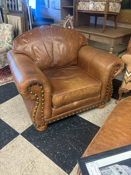 Leather Club Chair w/ Nailheads