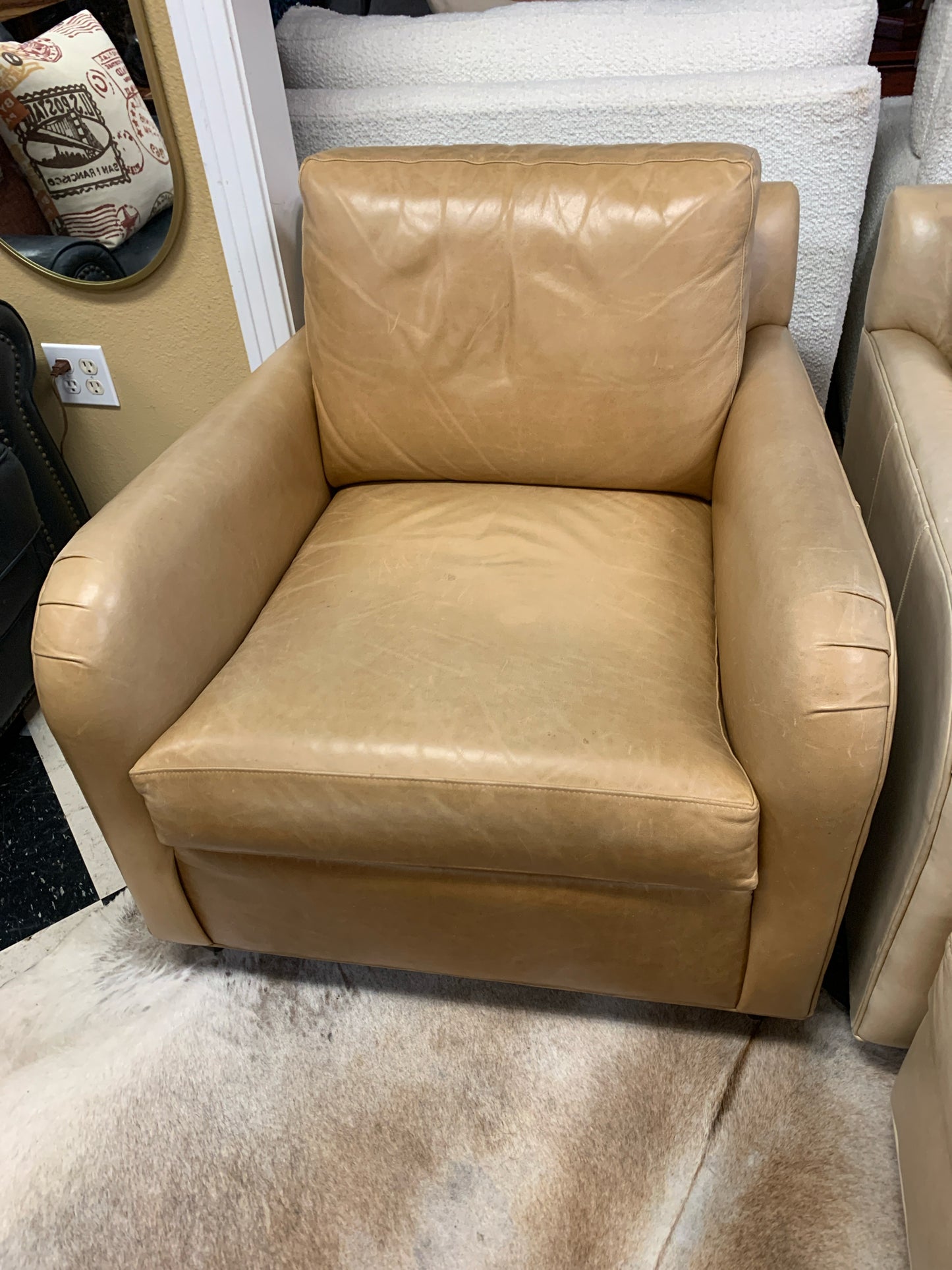 Ethan Allen Tan Leather Club Chair