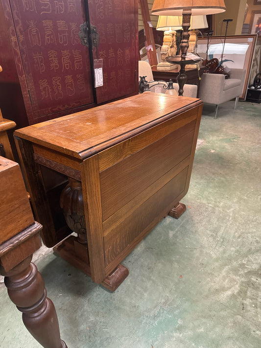 Drop Leaf Table w/Hand Carved Base
