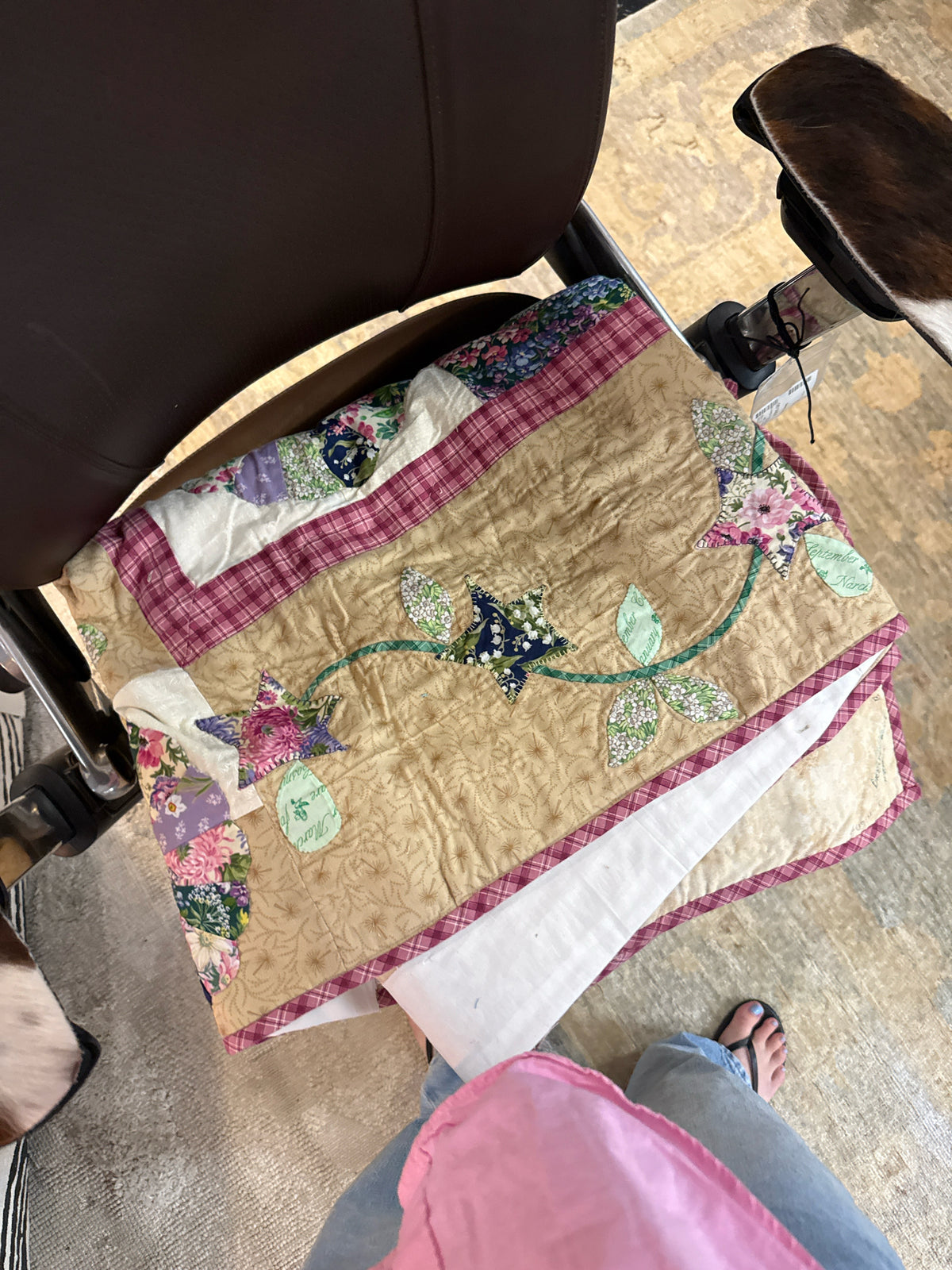Handmade Floral Quilt Purple/Pink/White