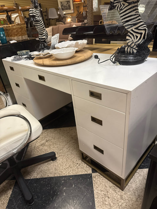 RH White & Bronze Avalon Storage Desk