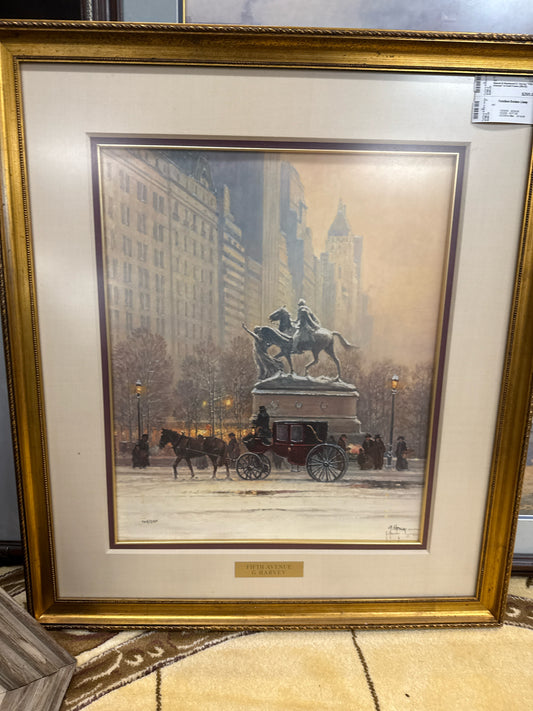 Signed & Numbered G. Harvey "Fifth Avenue" in Gold Frame (28x32)