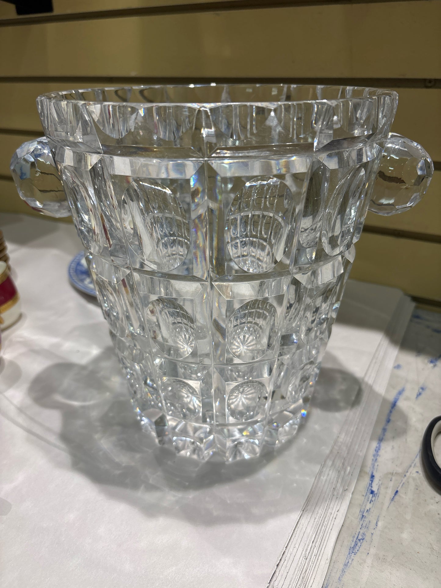 Orrefors "Thousand Windows" Crystal Ice Bucket w/ Handles