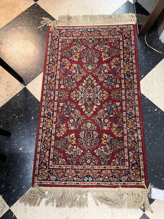 Burgundy & Navy Runner Karastan Rug (2.5'x4')