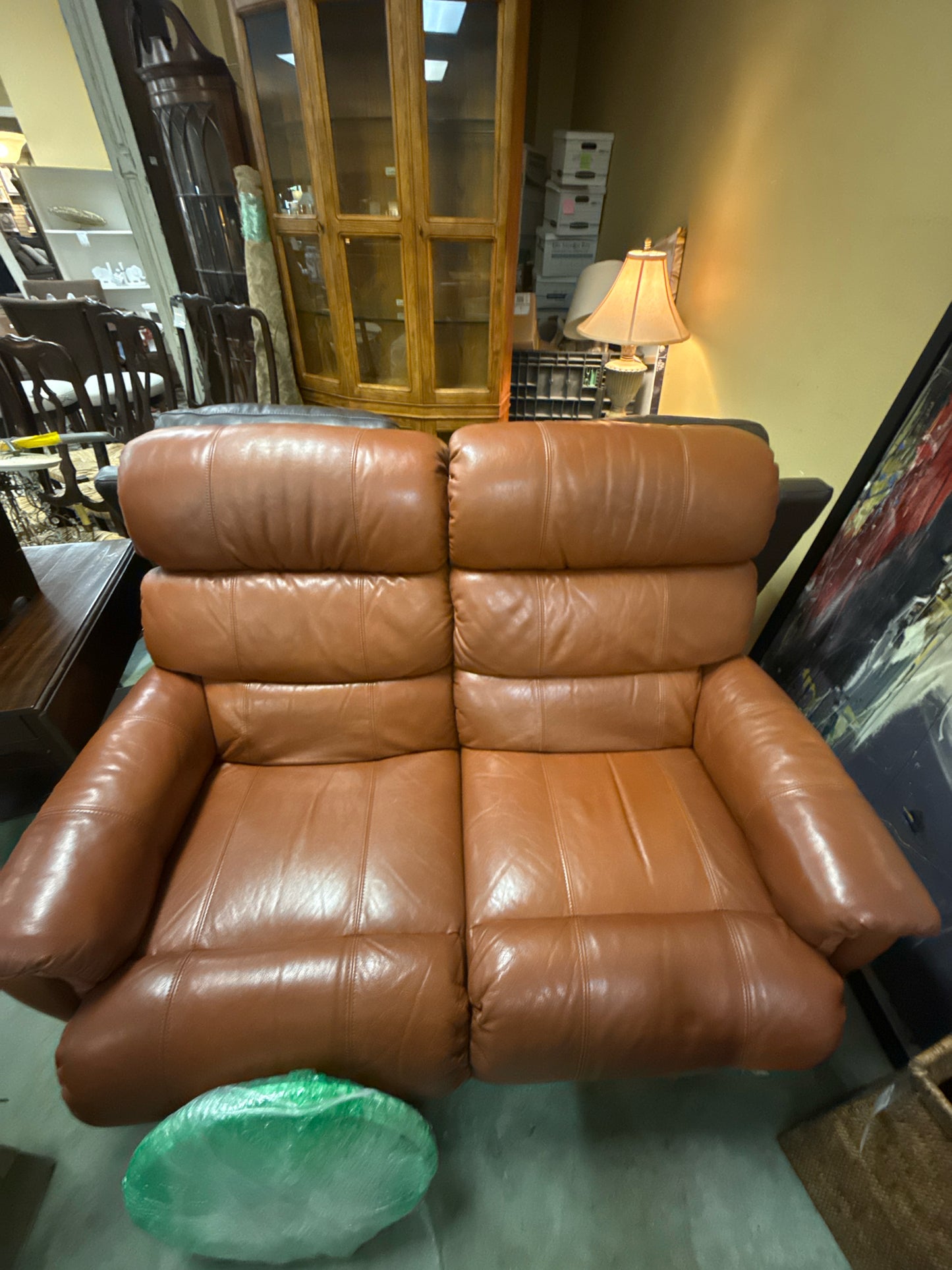 Brown Leather Manual Recliner Love Seat