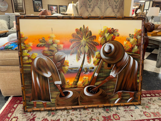 Signed by Wilson "Turks & Caicos" (30.5" x 40") on Silk Panel w/Bamboo