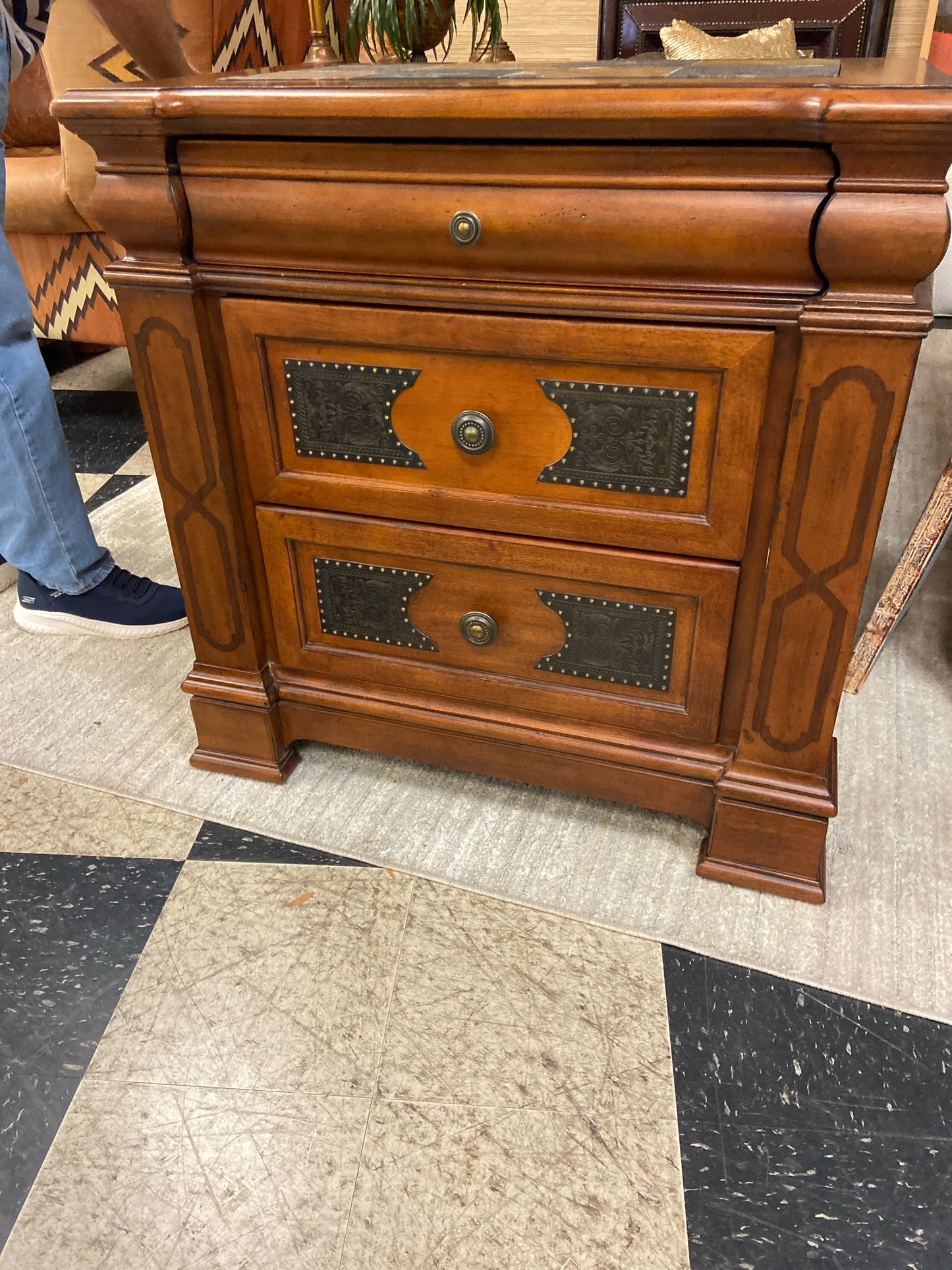 ASHLEY Night Stand / Side Table w/ Iron Accents