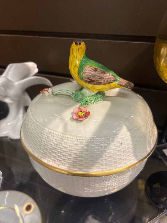 Hand Painted Italian Porcelain Trinket Bowl with Lid