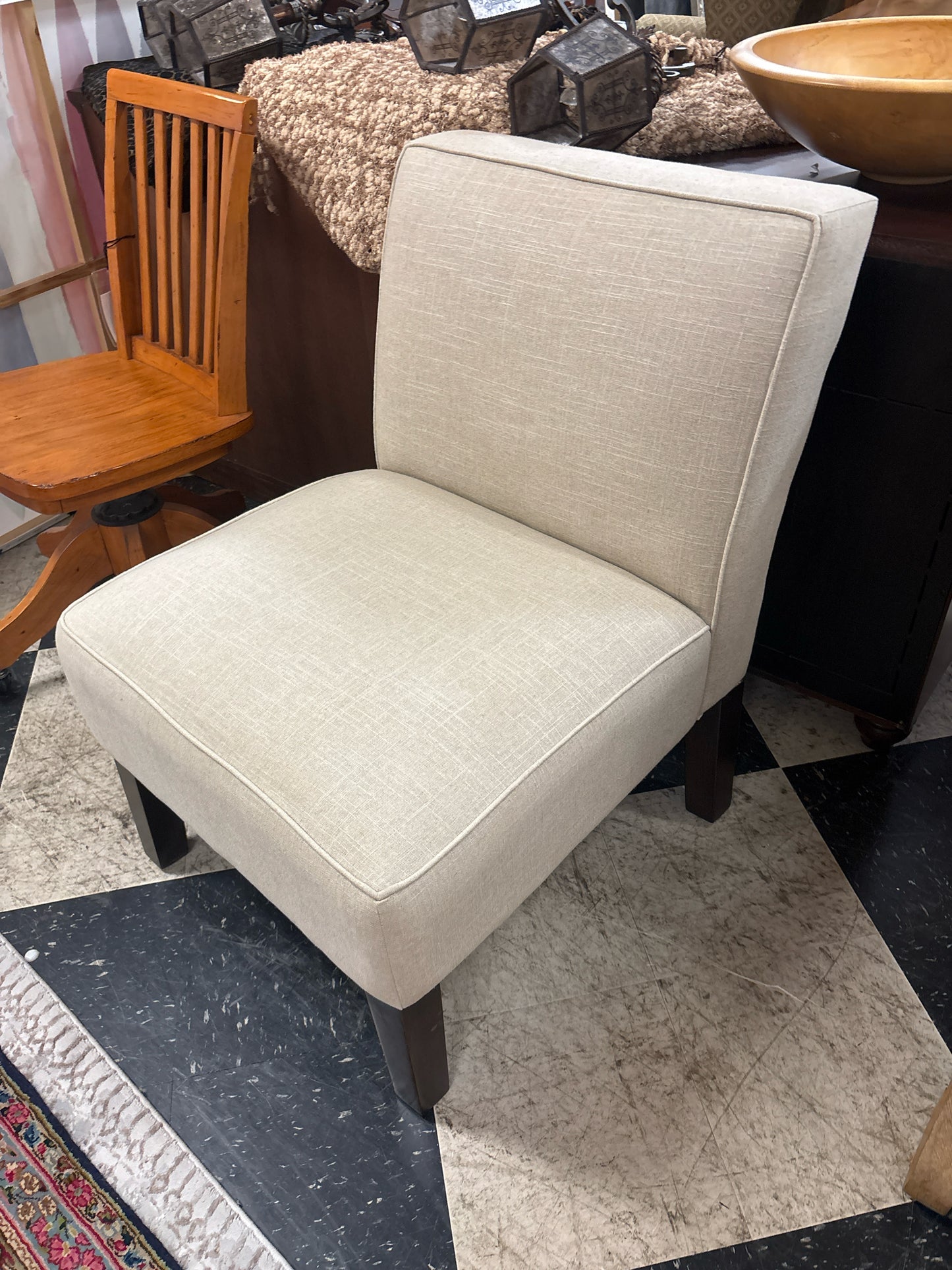 Beige Armless Side Chair