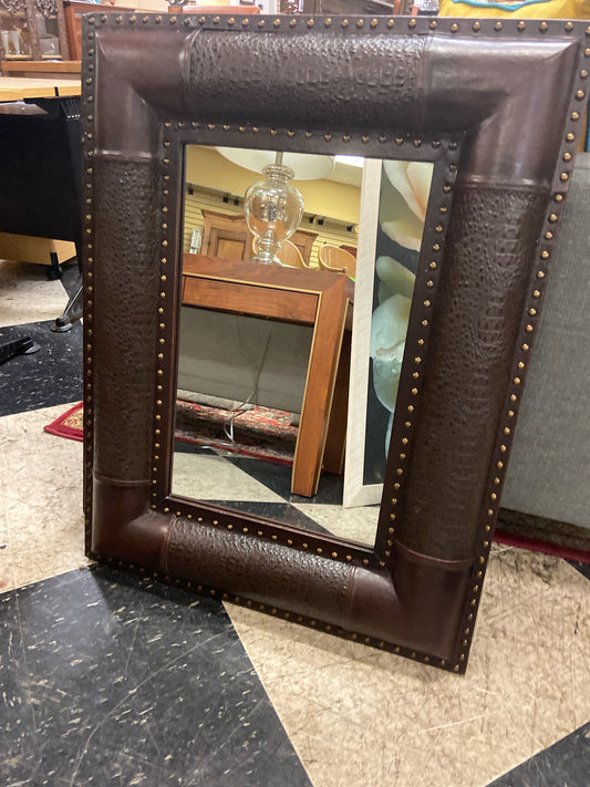 Leather Framed Mirror 27"X35"