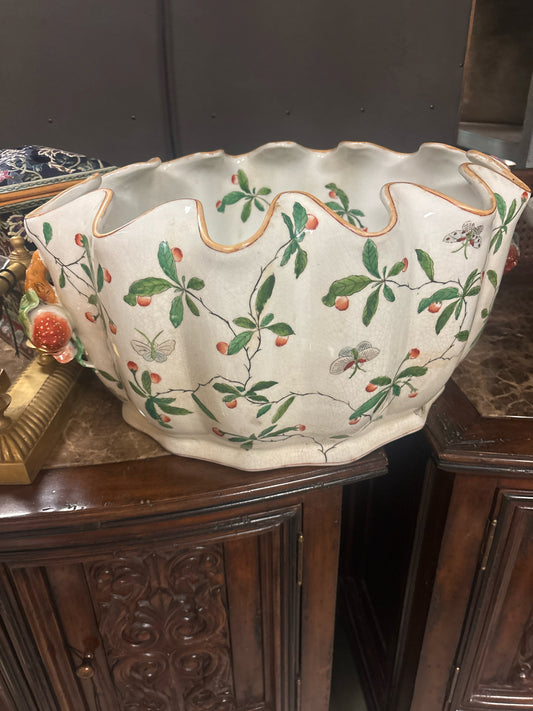 Stamped Asian Planter w/Strawberries