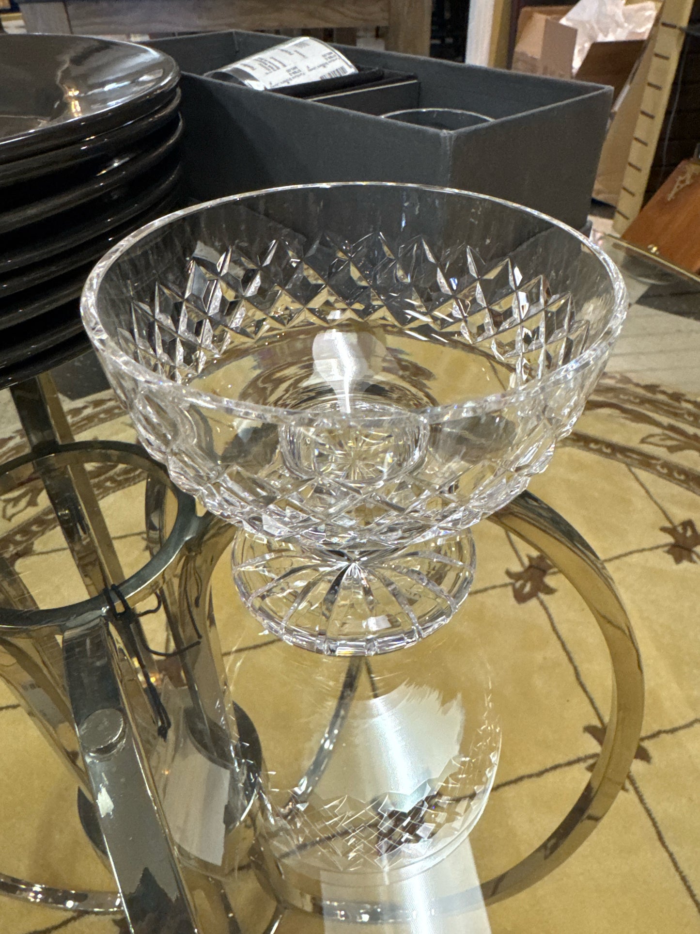 Waterford-Signed Jim O'Leary Crystal Footed Candy Dish 5"