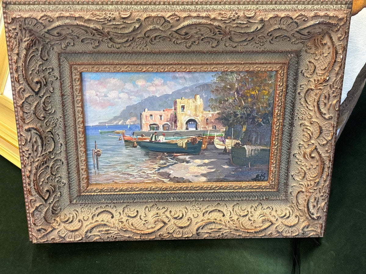 Original Oil Italian Scene in Ornate Frame (19x15)