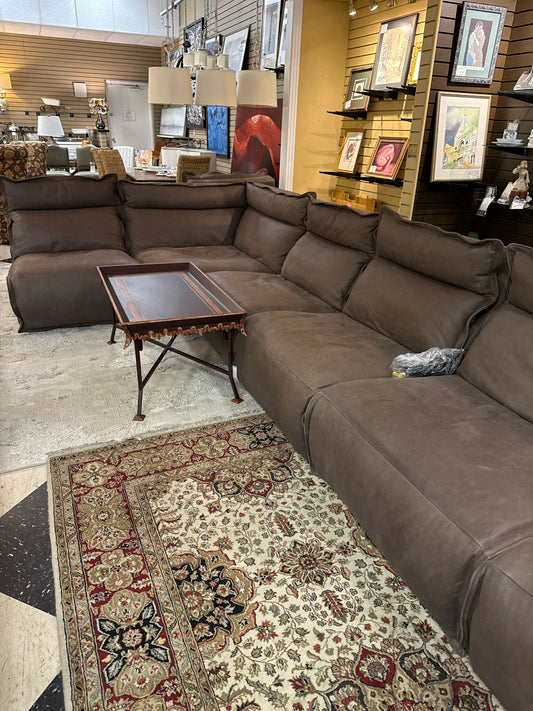 Arhaus Leather Sofa w/6 Electric Recliners 191x122
