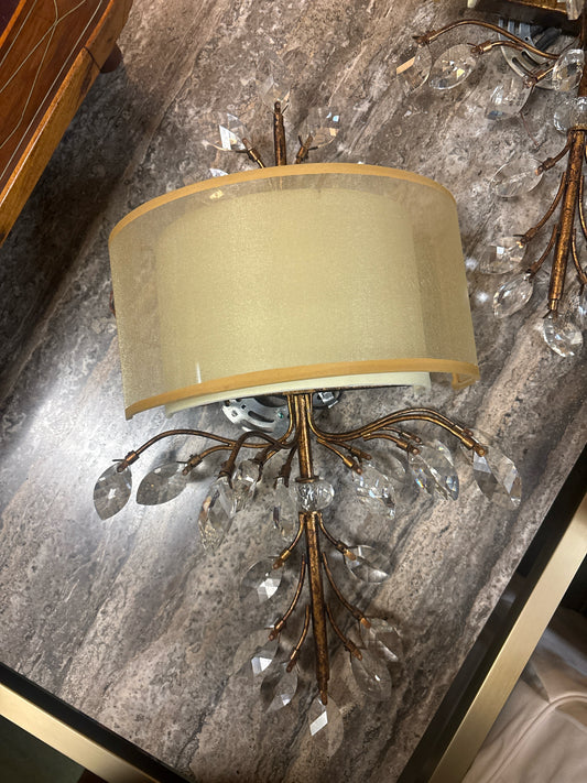 Elk Asbury 2 Lt Wall Sconce in Spanish Bronze w/ Leaf Shape Crystals