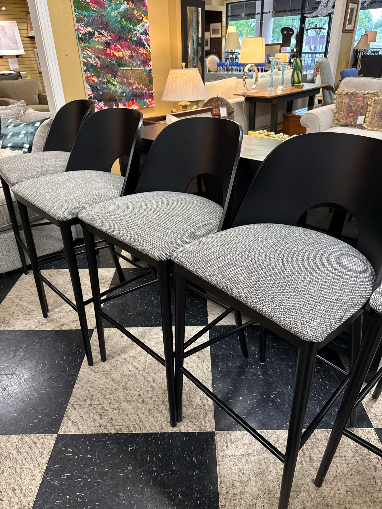 Set of 5 Arhaus Black Round Back Barstools