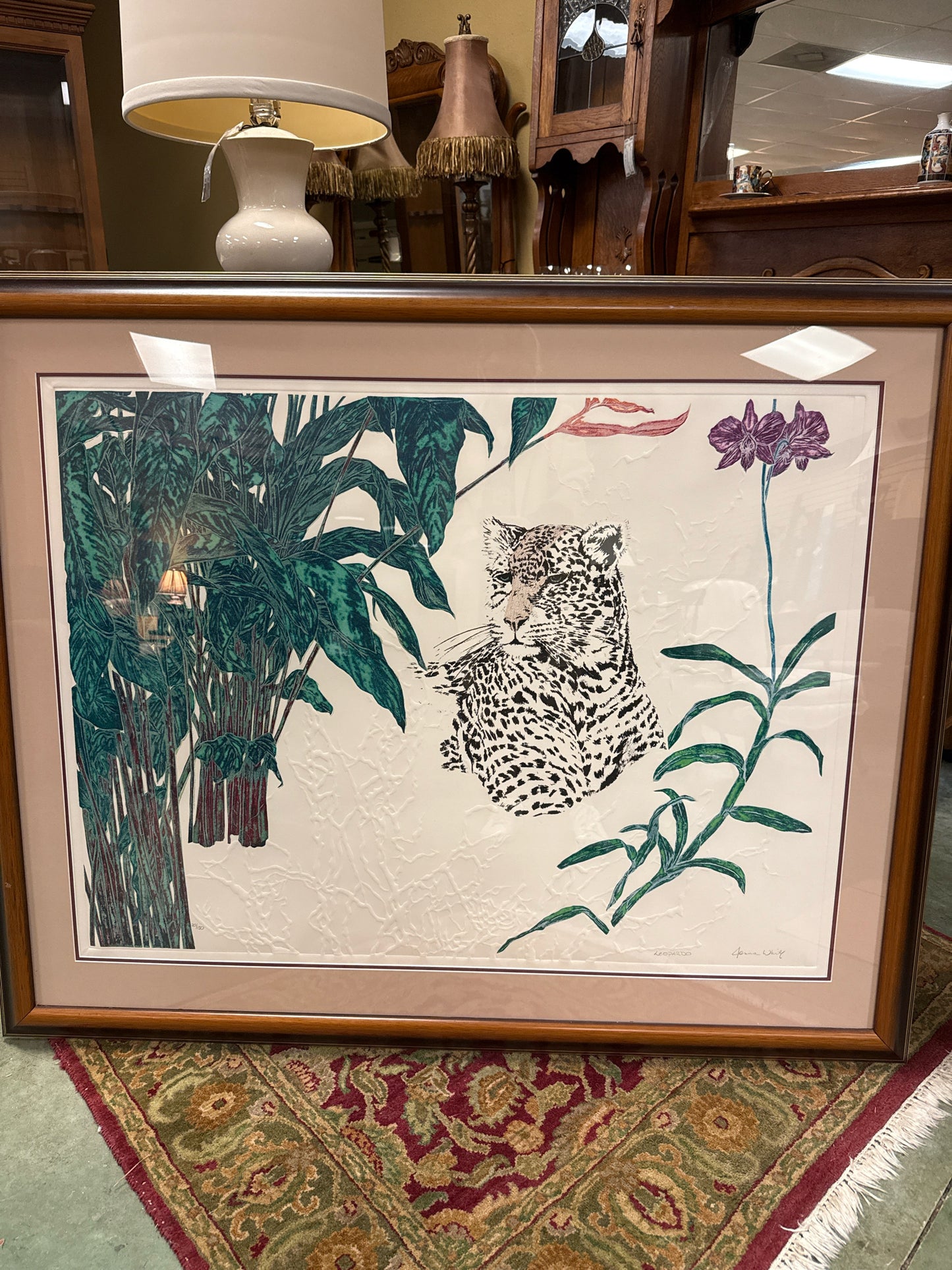 Leopardo Etchings Embossed paper By Joanna White (Leopard) (51x41)