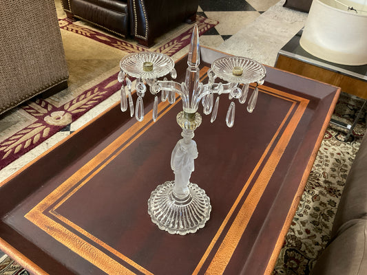 Baccarat, Two Arm Molded and Frosted Crystal Candelabra