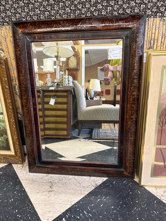 Mahogany Beveled Wall Mirror Molded Cushion Shape