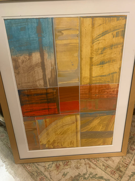 Signed Abstract in Pine Frame 29x37