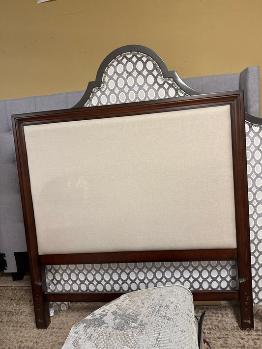 Full Headboard Wood w/Cream Upholstery