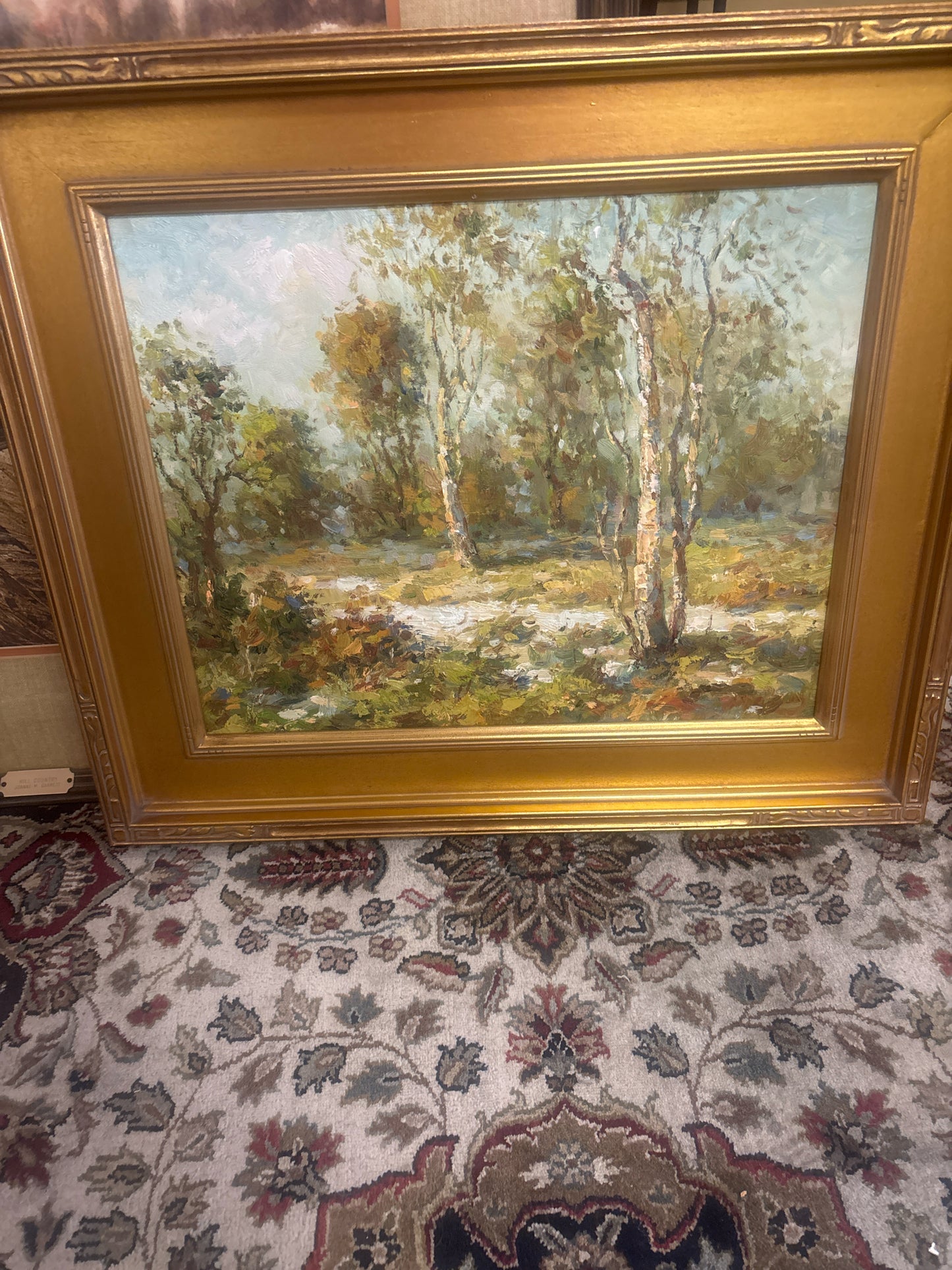 Oil Painting of "Sycamore & Oaks" in Gold Frame(26.5x23)