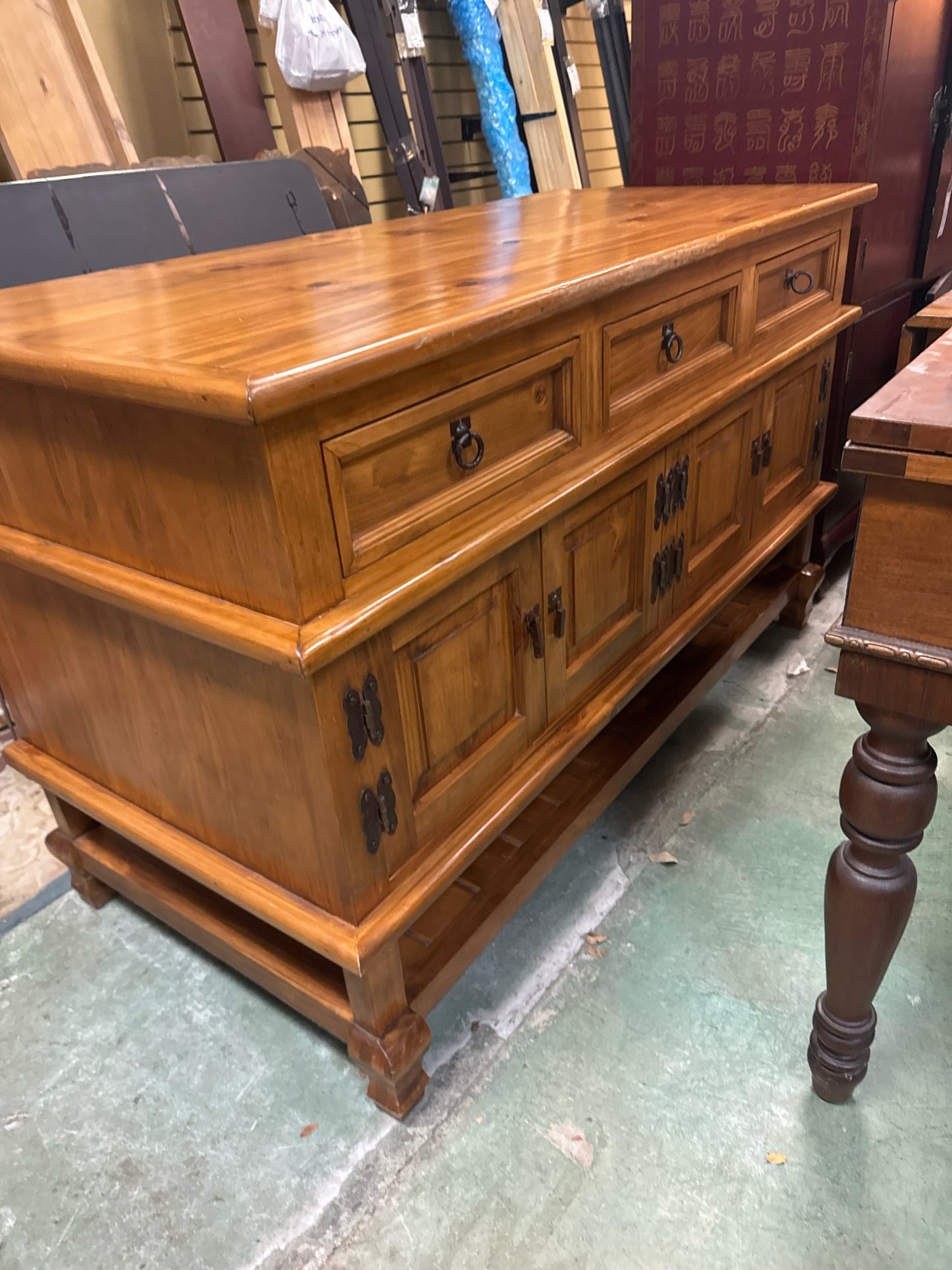 Rustic Mexican Buffet Cabinet/Credenza (5 Ft. L lx 27 " D x 3 Ft H)