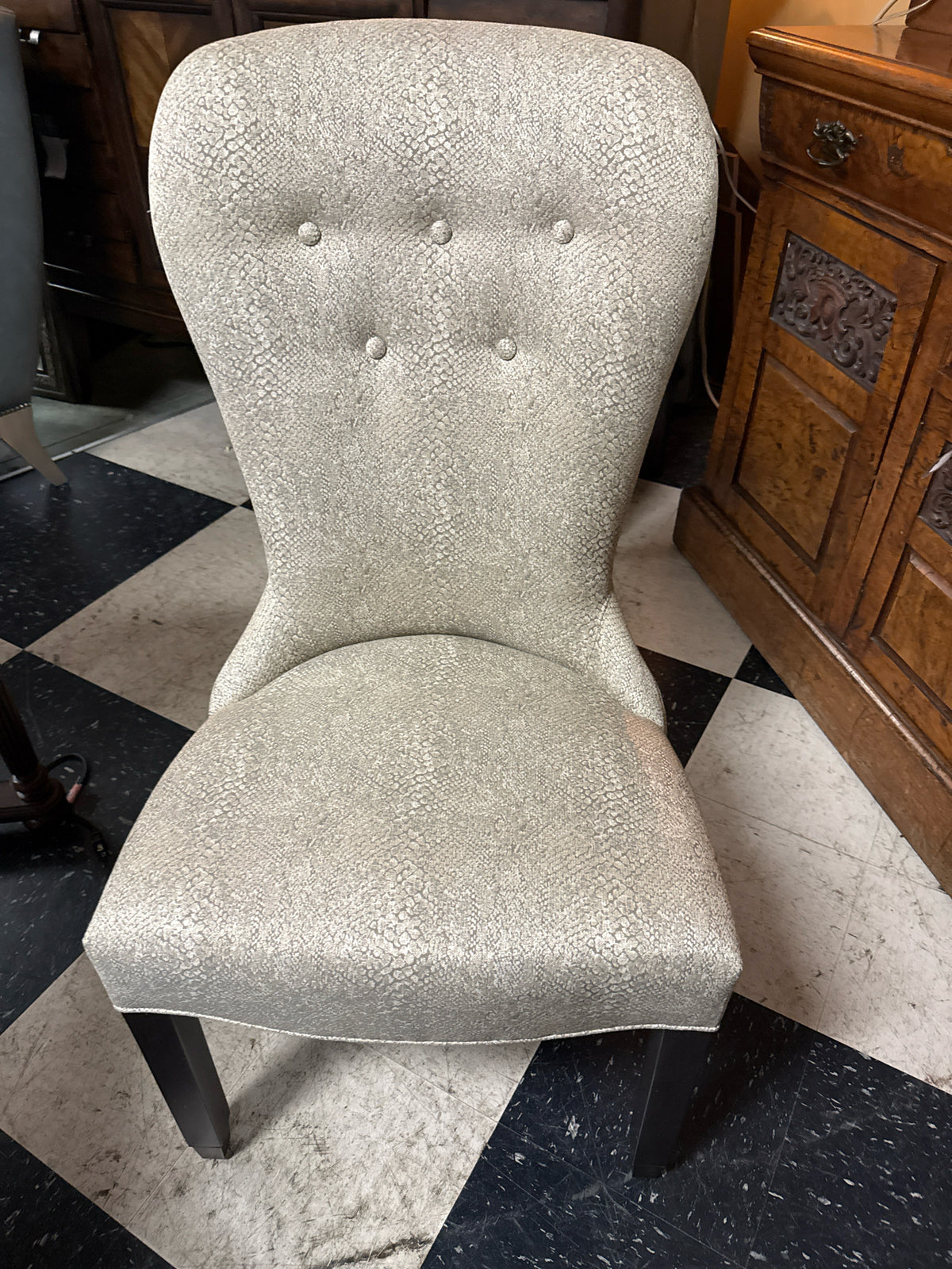 Ethan Allen Cream Snakeskin Accent Chair