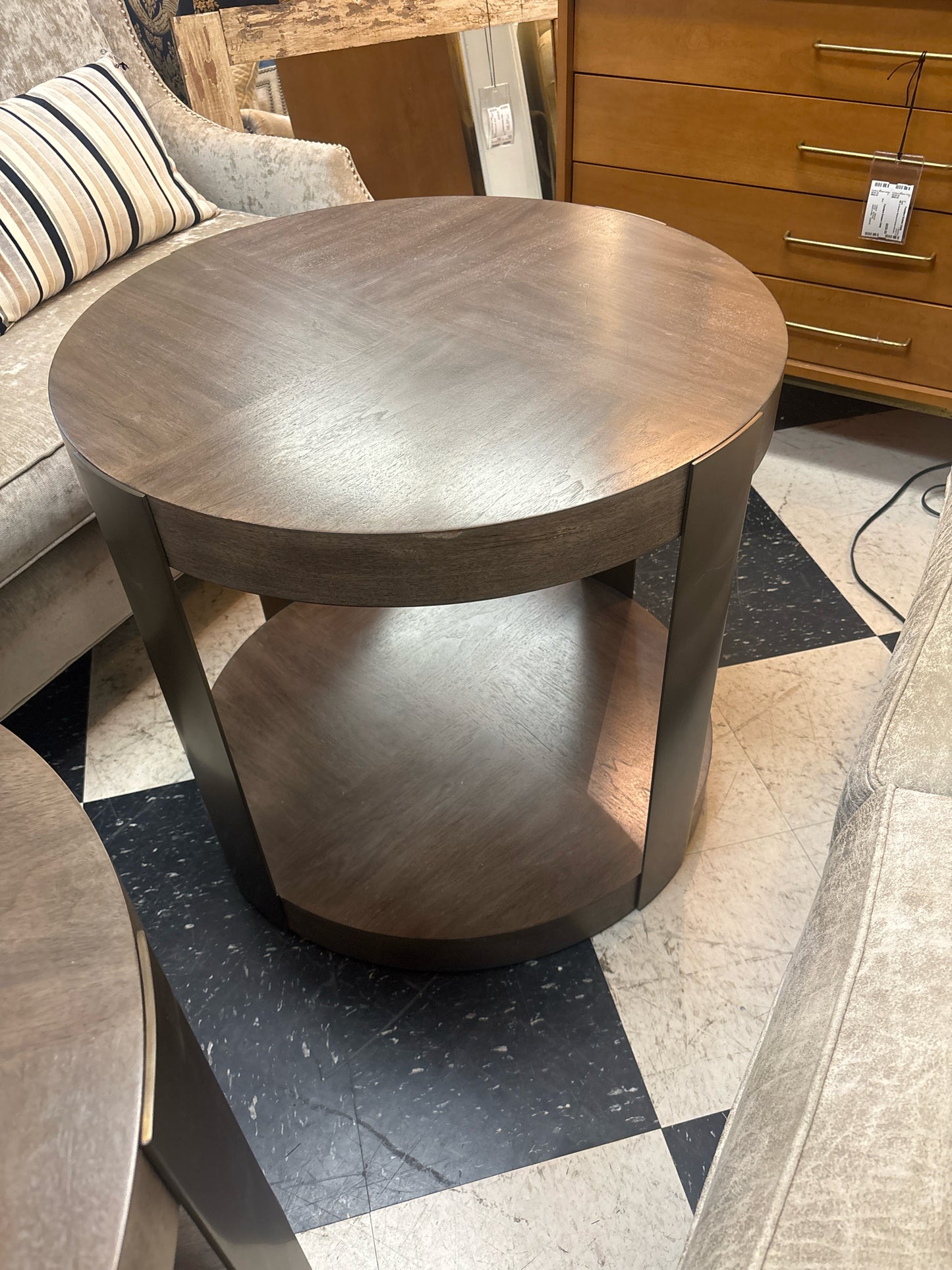 Bernhardt Round Table w/ Lower Shelf