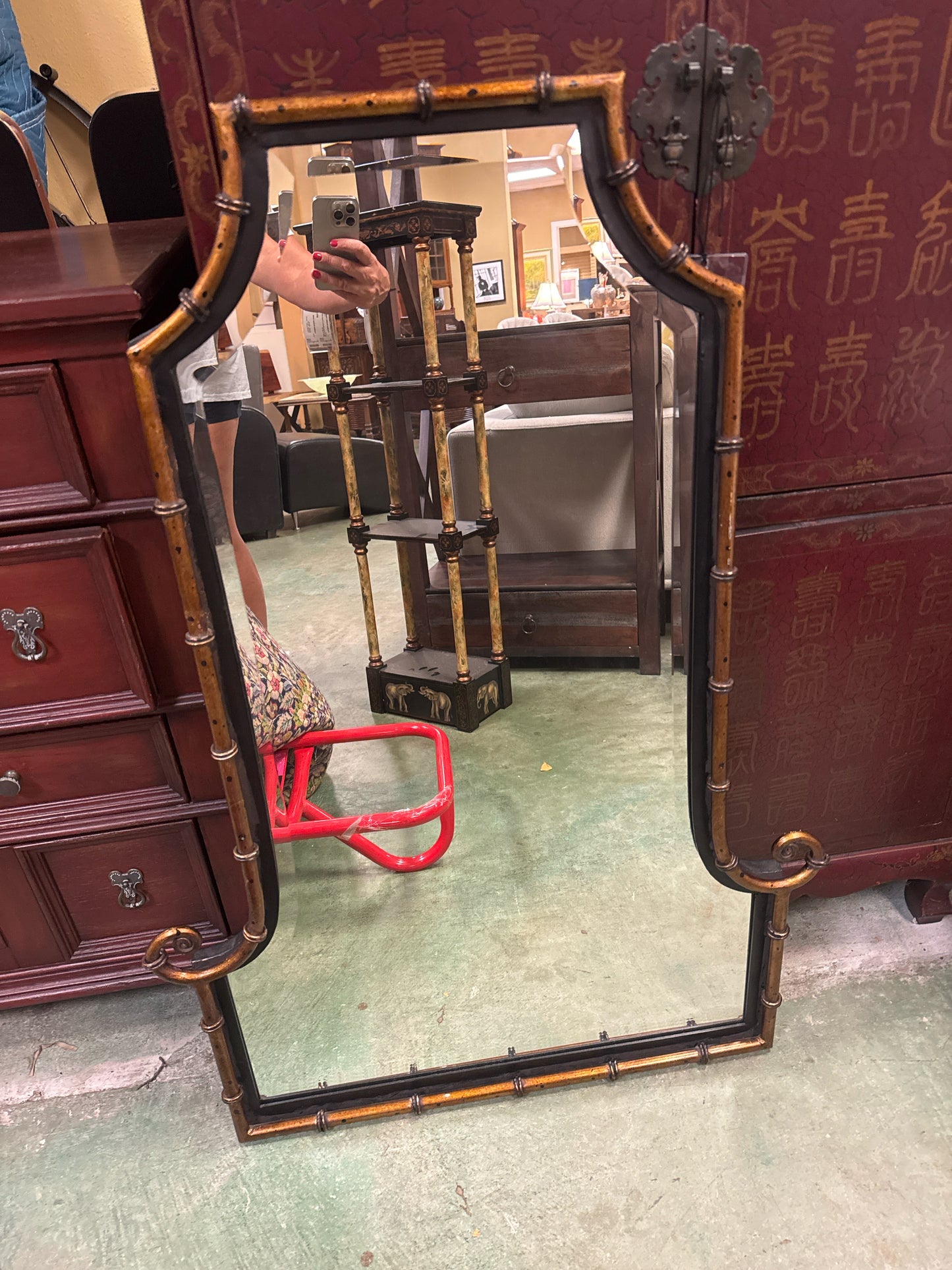 Uttermost Beveled Mirror w/ Black & Gold Bamboo Frame