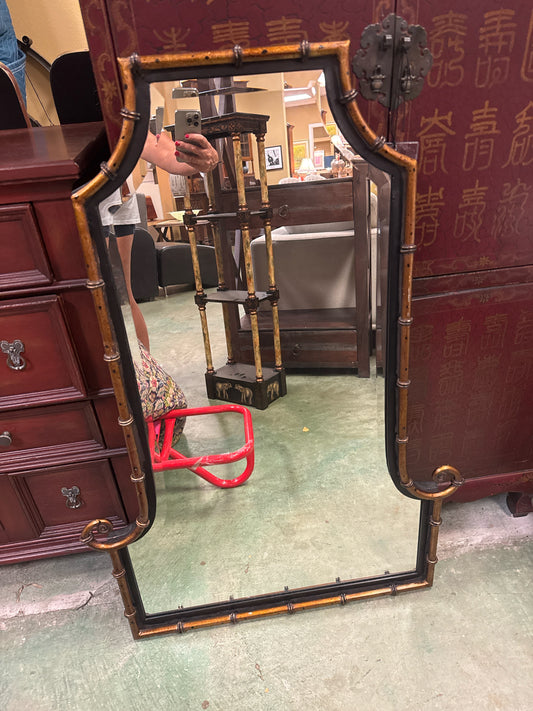 Uttermost Beveled Mirror w/ Black & Gold Bamboo Frame