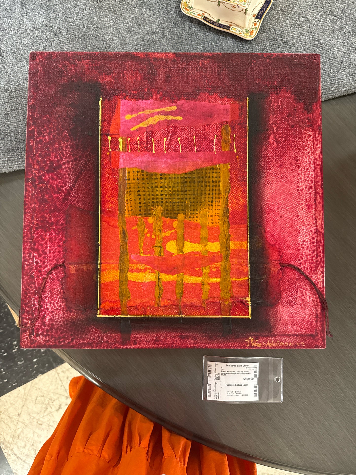 Mixed Media Trio "Suz" by Juanita perez Adelman (artist info @ desk) - 17x17