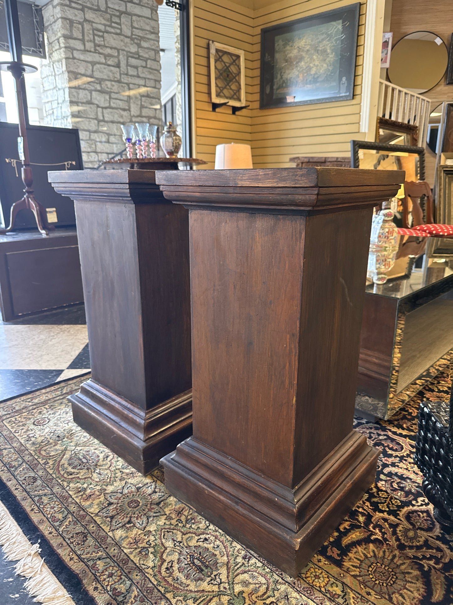 Vintage Wood Plinth Column 33" Tall