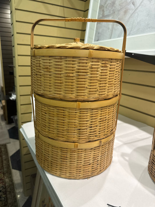 Vintage Three -Tier Bamboo Chinese Wedding Baskets ( 14x 11)