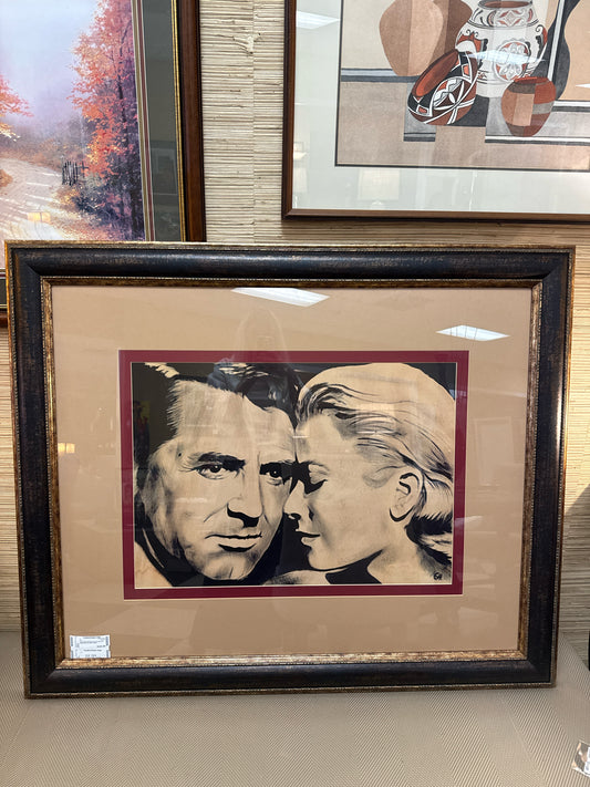 Clark Gable & Princess Grace Portrait Signed By GH (46.5 x 38.5)
