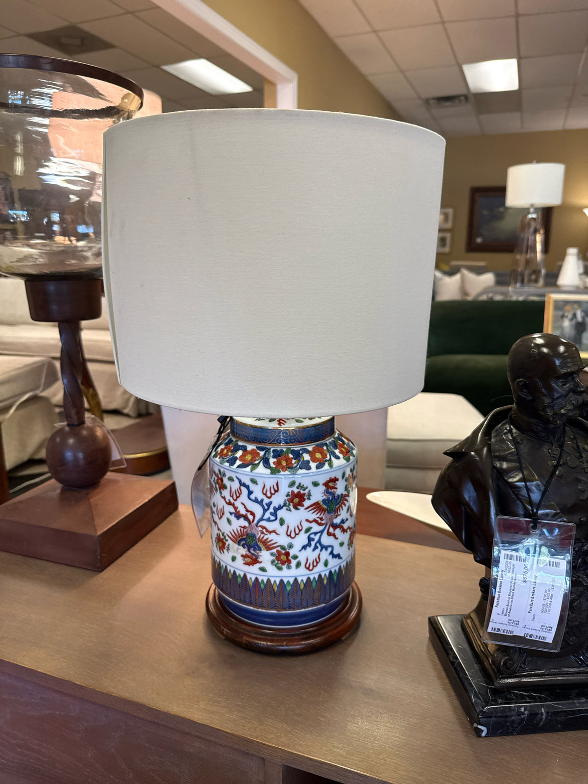 Pair Vintage Hand Painted Gold Phoenix Imari Table Lamps