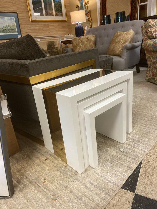 Set of 3 - White/Gold Nesting Tables