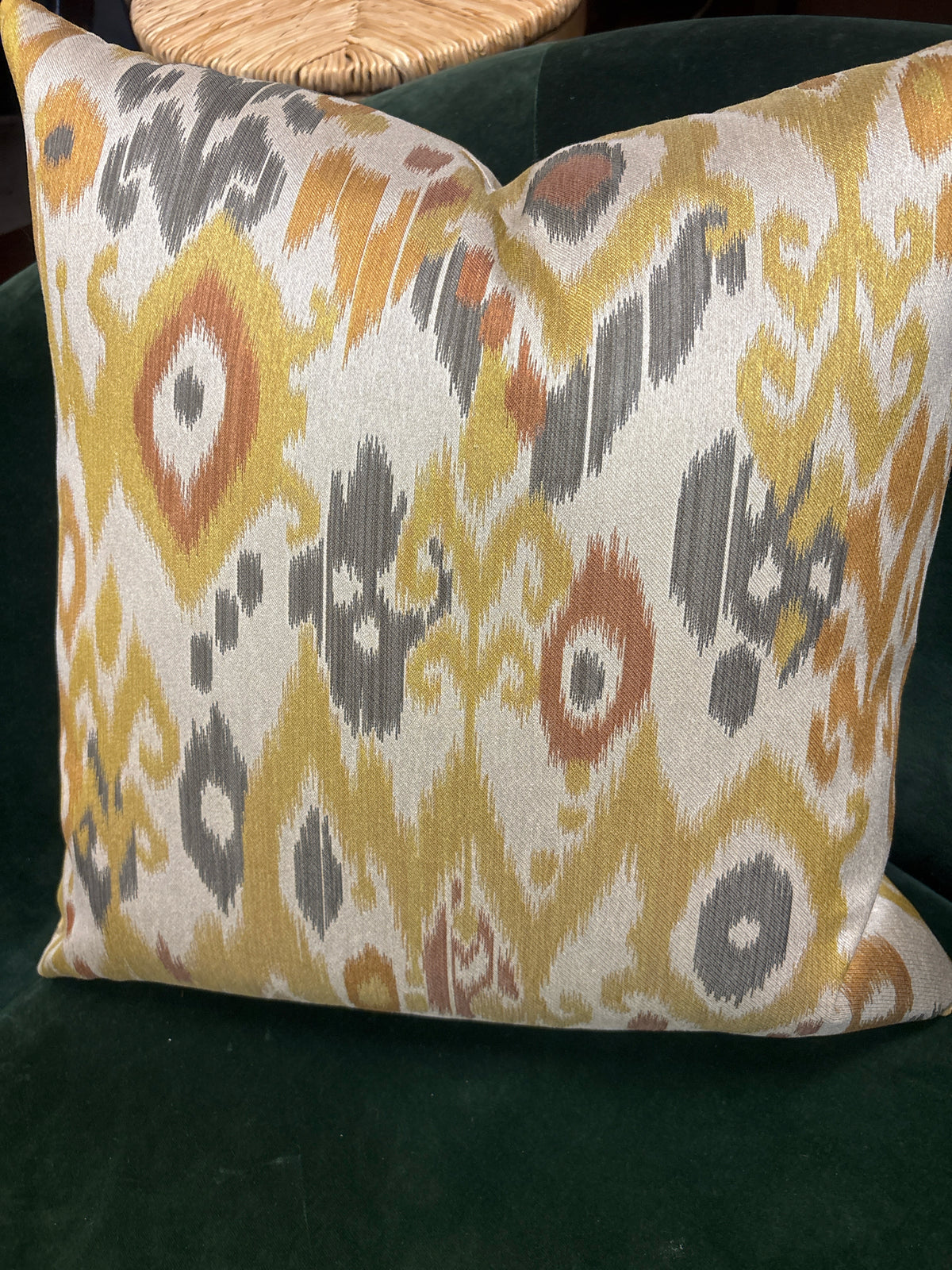 Custom Down Filled Square Pillow-Gold/Orange/Gray/Beige