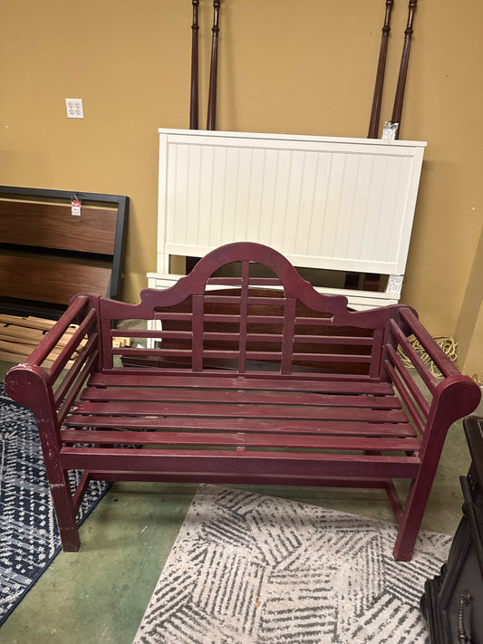 Plum Colored Wooden Vintage Bench