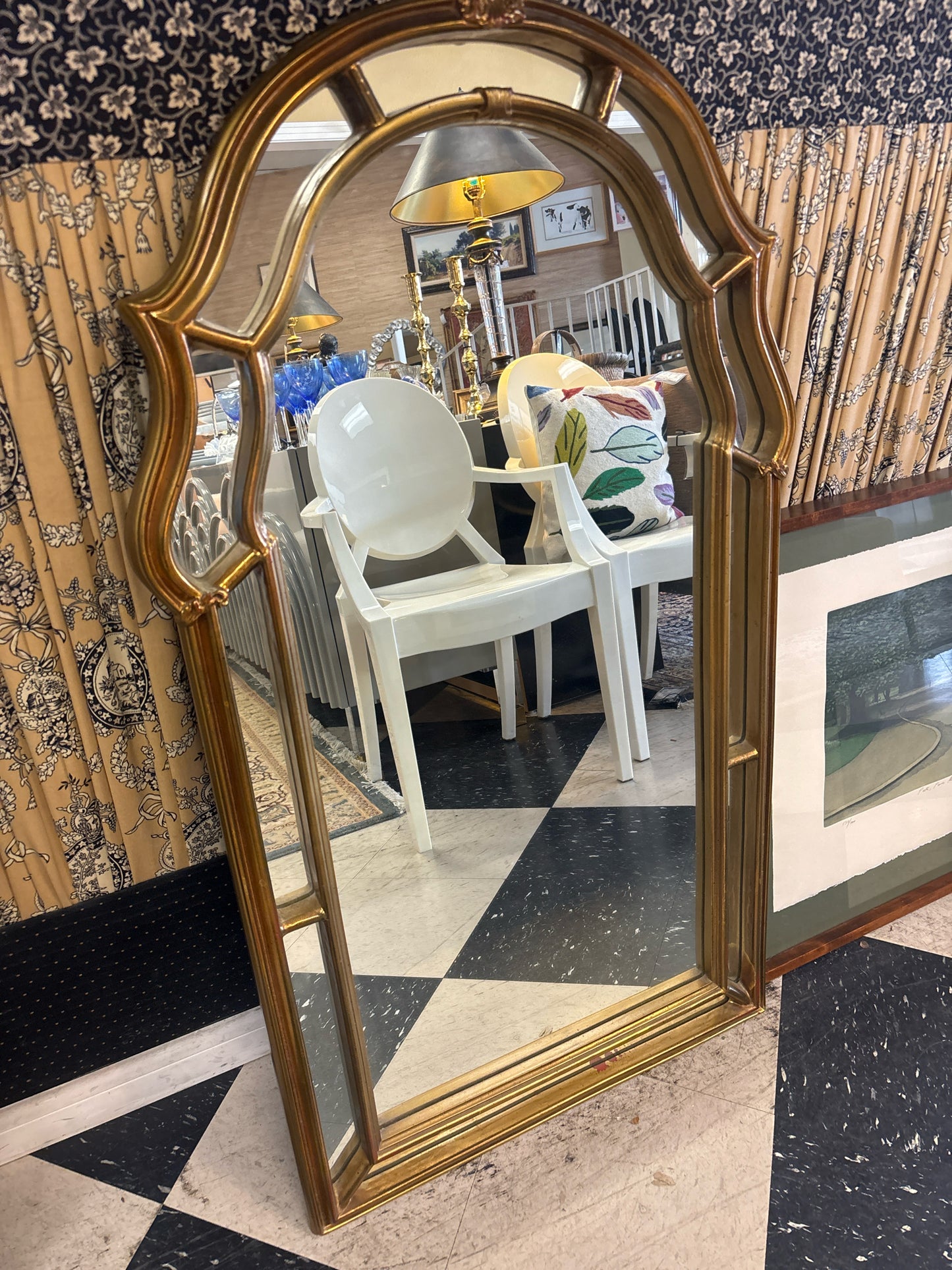 Vintage LaBarge Hollywood Regency Style Giltwood Mirror (42 1/2x25)