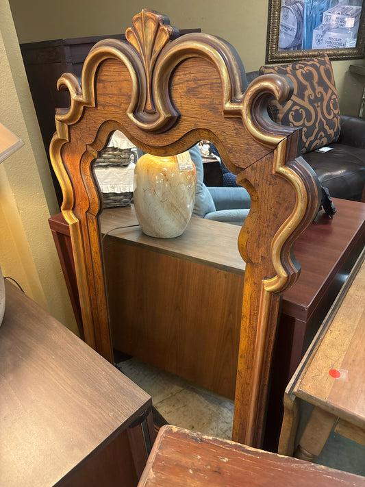 Scallop Top Wood (Gold, Black, Brown) Mirror 52x29