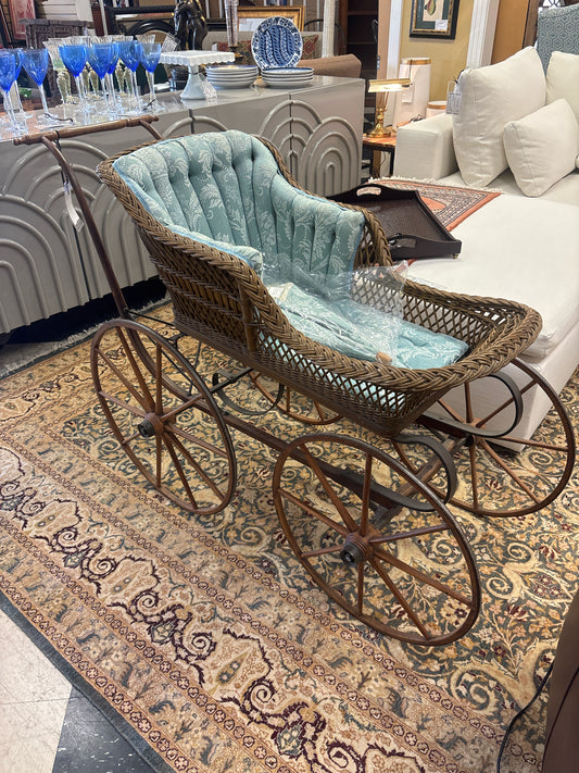 Antique Victorian Wicker Baby Carriage