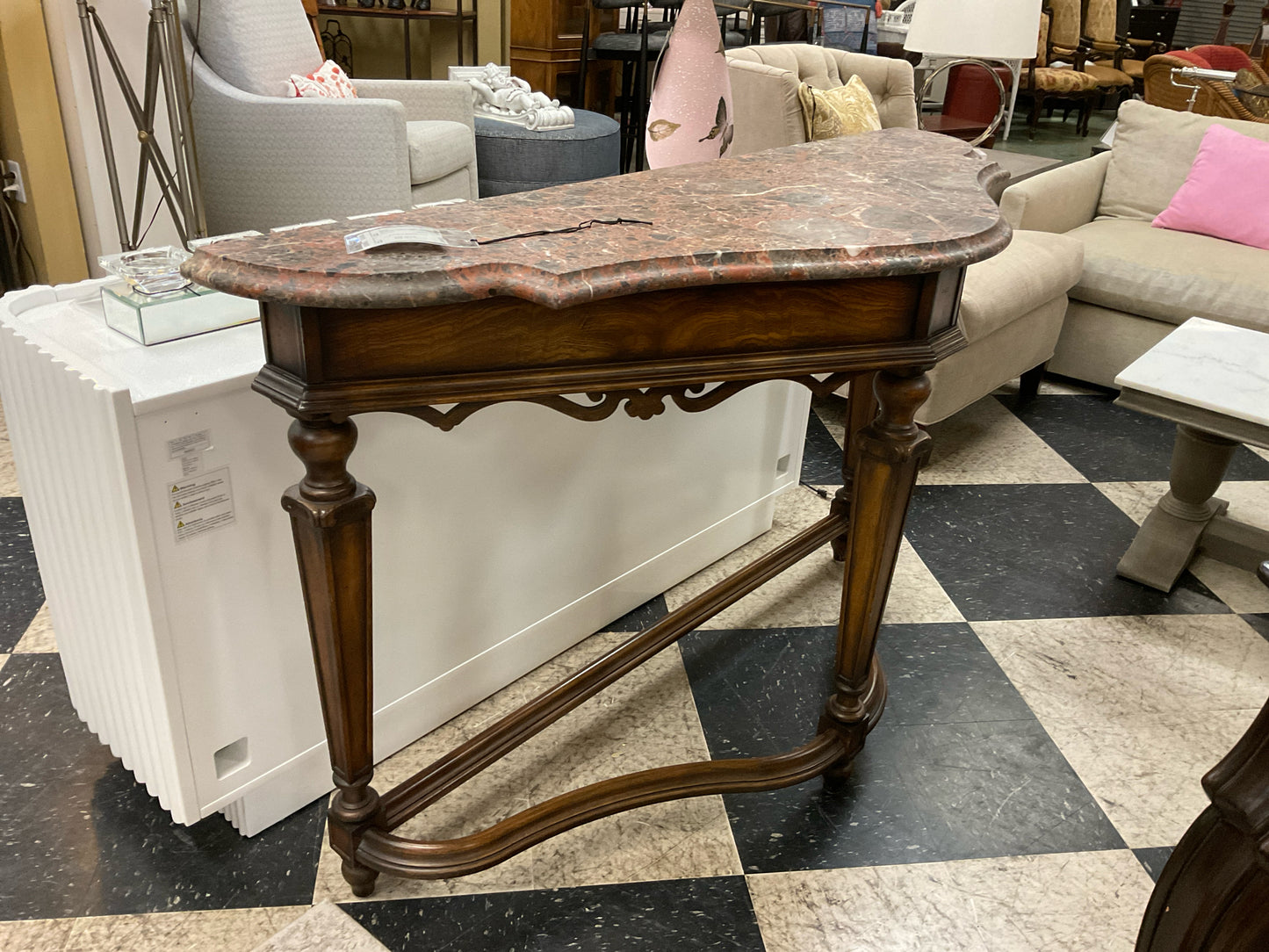 Henredon, Amalfi Collection, Triangular Marble Top Console - 58W X 20D X 36.5H