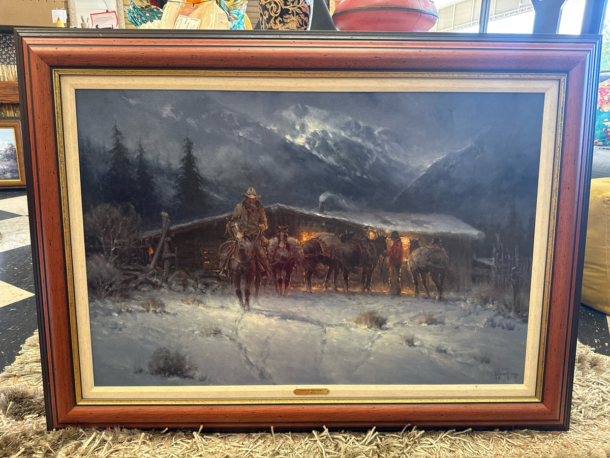 Signed & #'d Print-G. Harvey"Leaving the High Country" w/COA-Brown/Black/Gold Fr