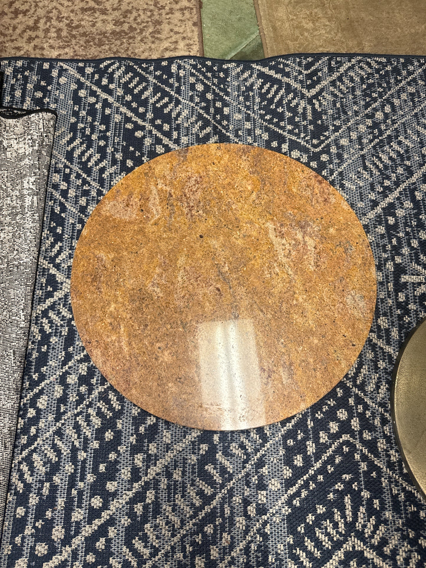 Peach & Gray Circular Outdoor Decor Marble Slab