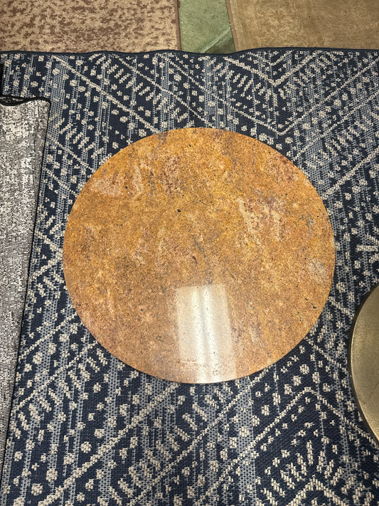 Peach & Gray Circular Outdoor Decor Marble Slab