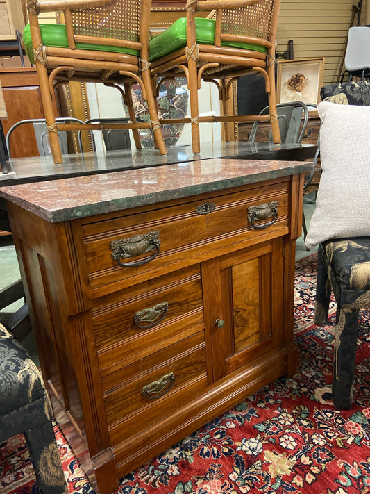 Marble Top Antique Victorian Walnut Dresser