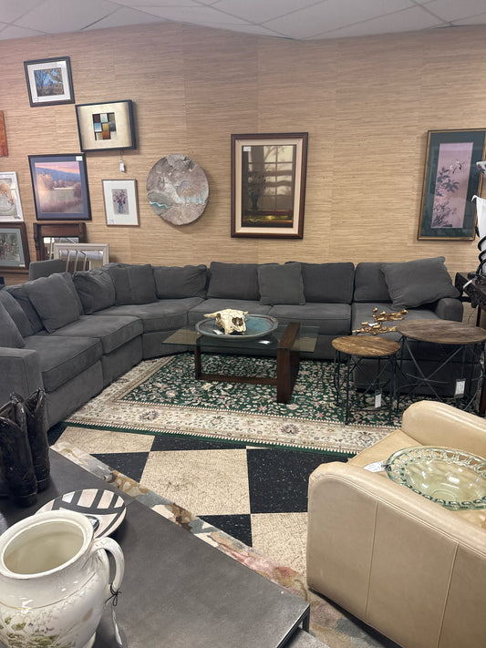 Dark Gray Sectional Low Profile With Chaise (5 Pieces- 148x65x114)