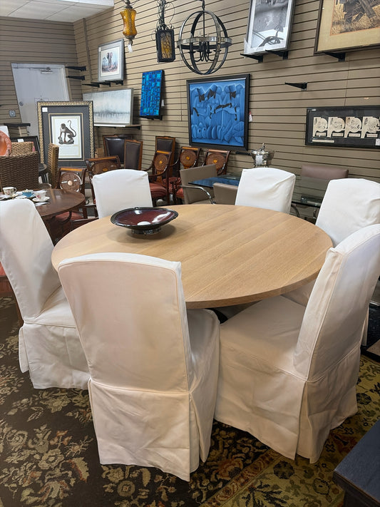 Set of 7 New White Slipcovered Chairs